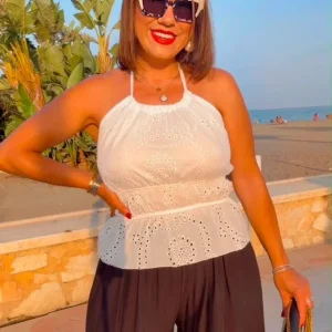 Top perforado Blanco