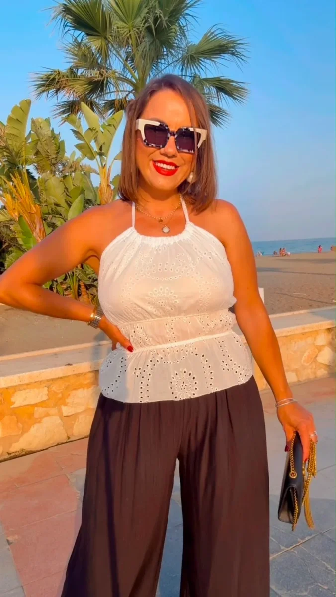 Top perforado Blanco